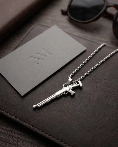 Tactical Pump-Action Shotgun Weapon Pendant Box Chain