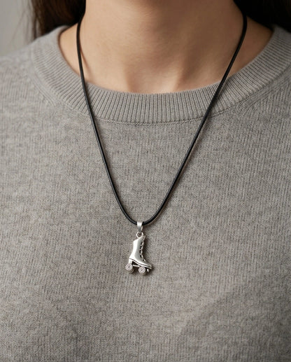 Silver Roller Skate Pendant Necklace