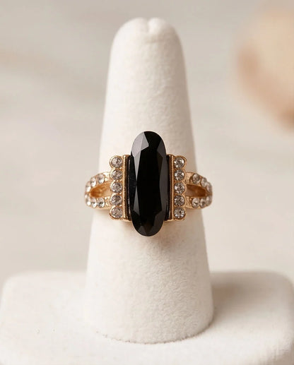 Gold Marquise Onyx Vintage Ring