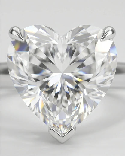Sterling Silver Heart-Cut Moissanite Solitaire Ring