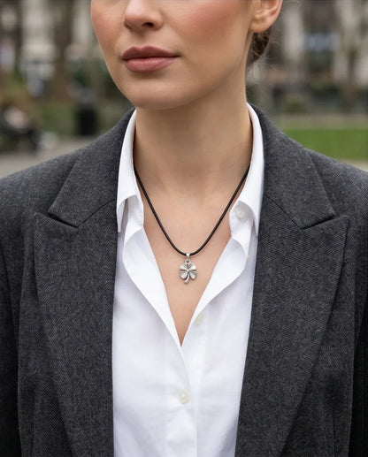Silver Four-Leaf Clover Luck Necklace