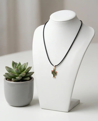 Gold and Green Blooming Cactus Necklace