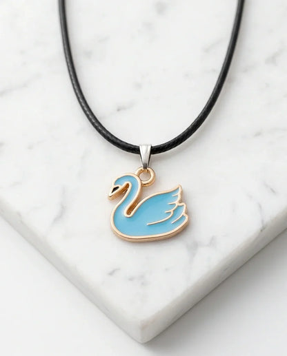 Gold and Turquoise Blue Swan Necklace