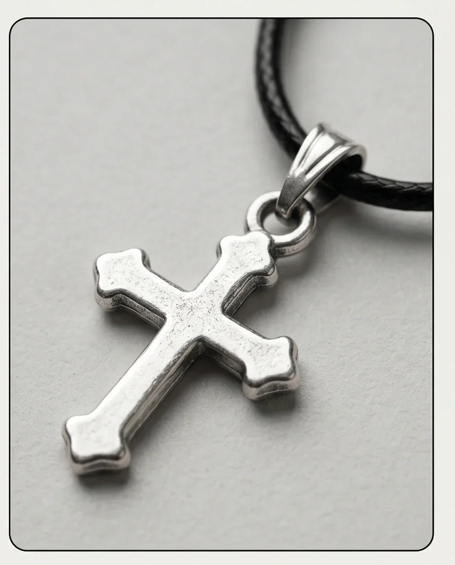 Silver Gothic Flared Cross Necklace
