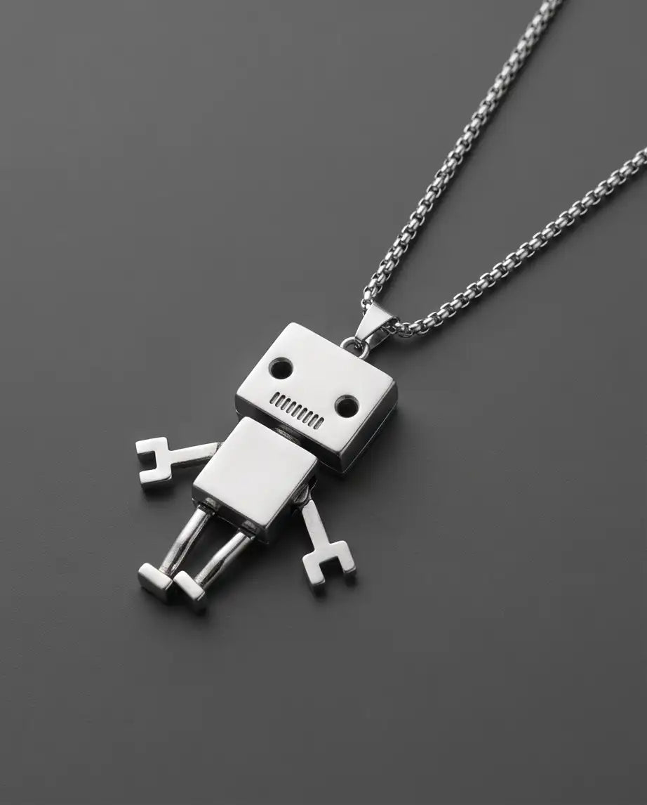 Articulated Robot Figurine Pendant Box Chain