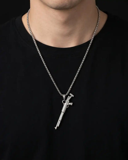 Tactical Pump-Action Shotgun Weapon Pendant Box Chain
