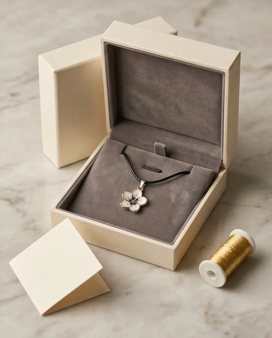 Gold and White Blossom Pendant Necklace