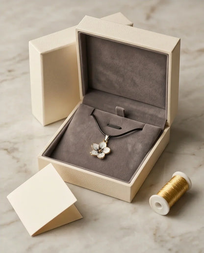 Gold and White Blossom Pendant Necklace