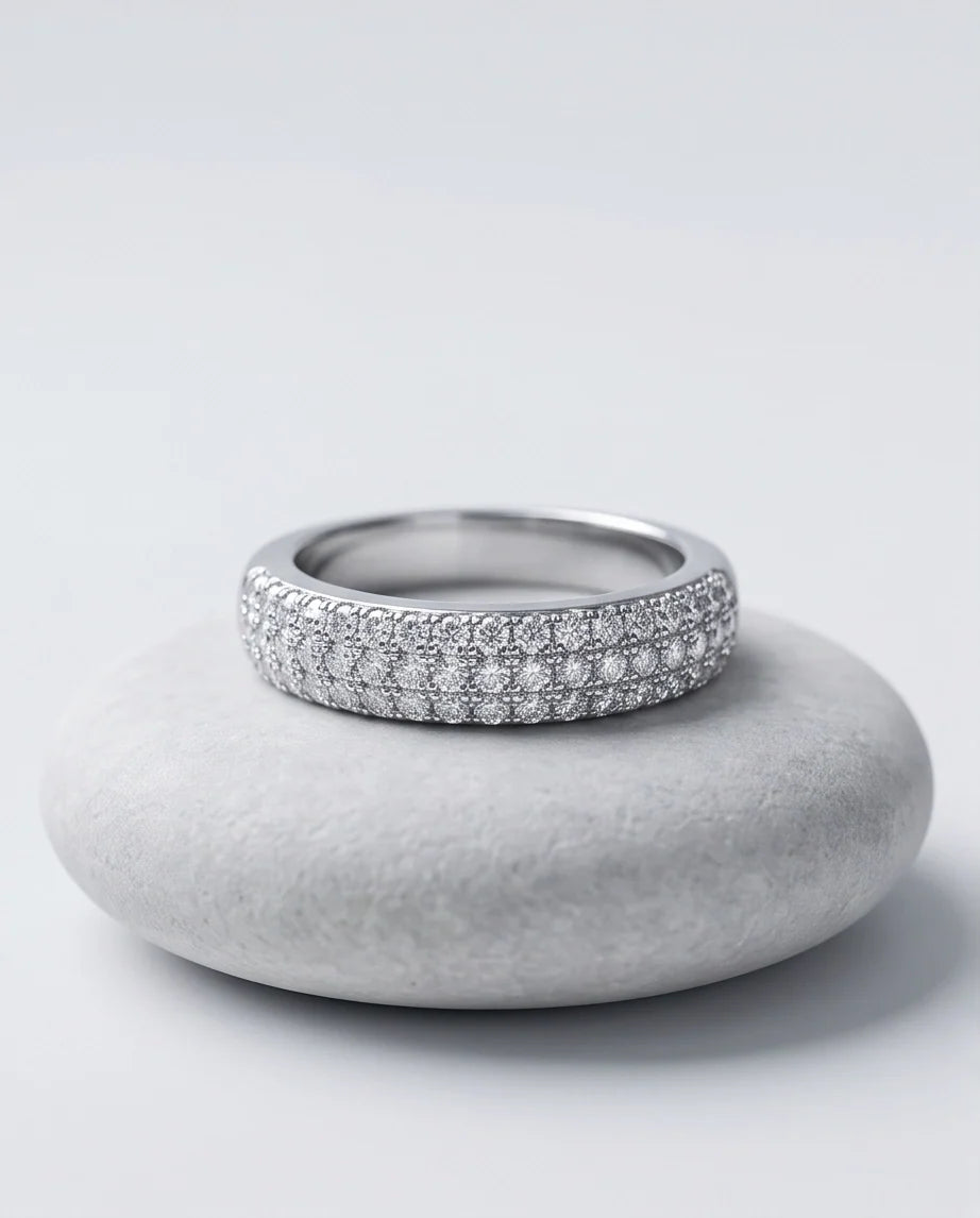 Multi-Row Pavé Curved Dome Band