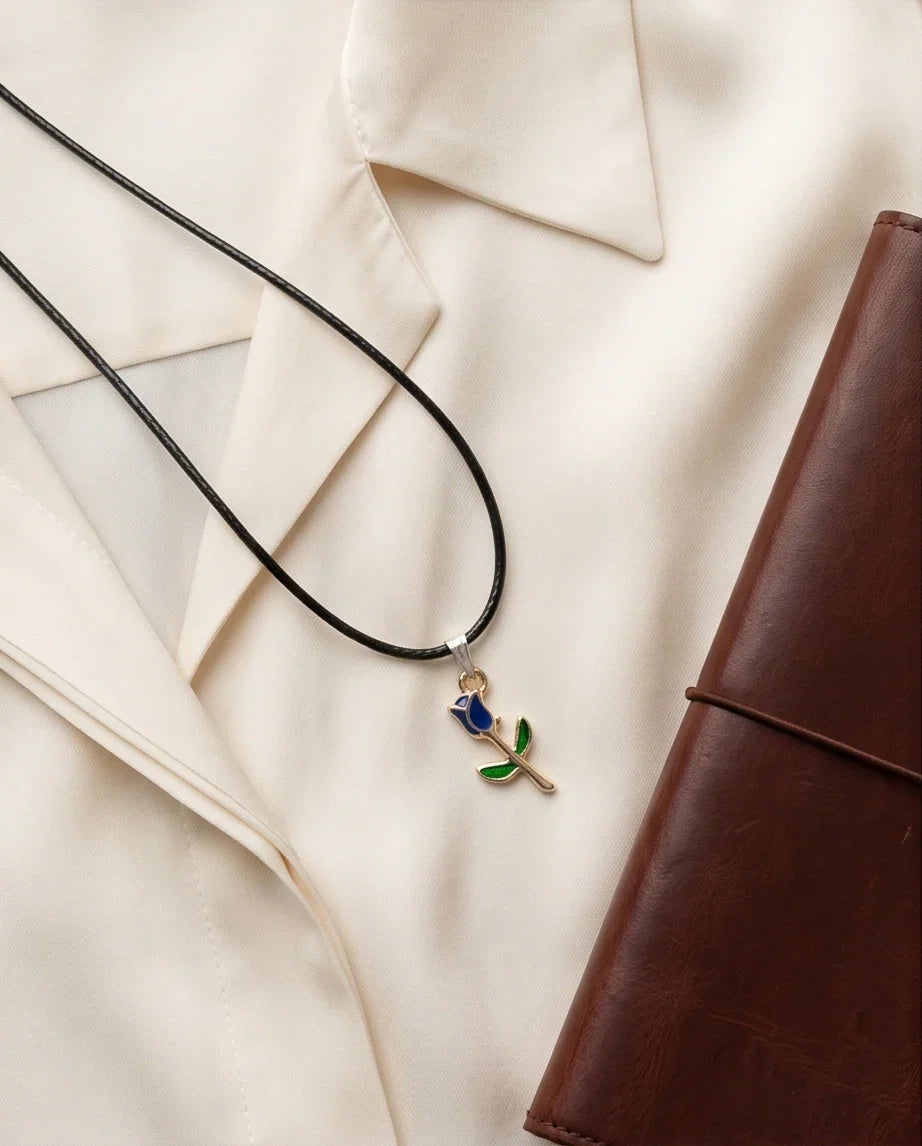 Royal Blue Tulip Rosebud Pendant