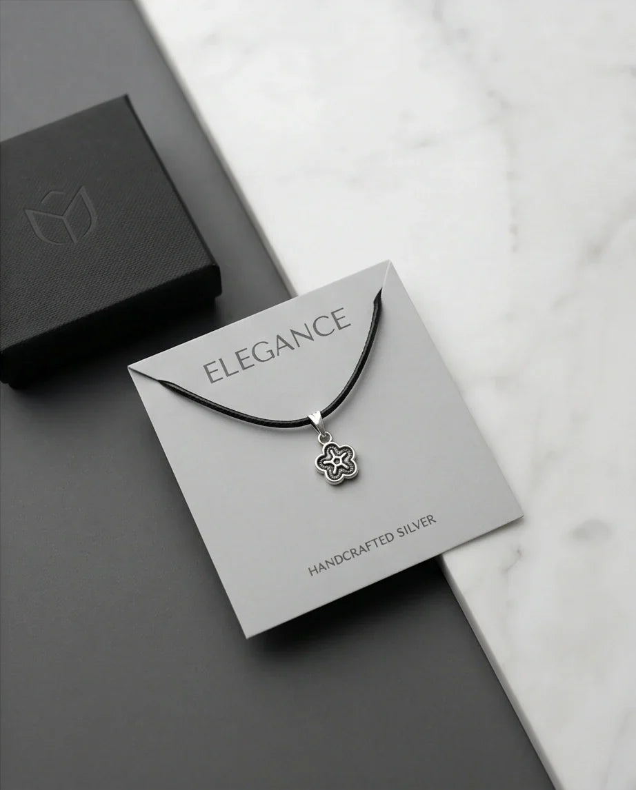 Silver Retro Concentric Blossom Necklace