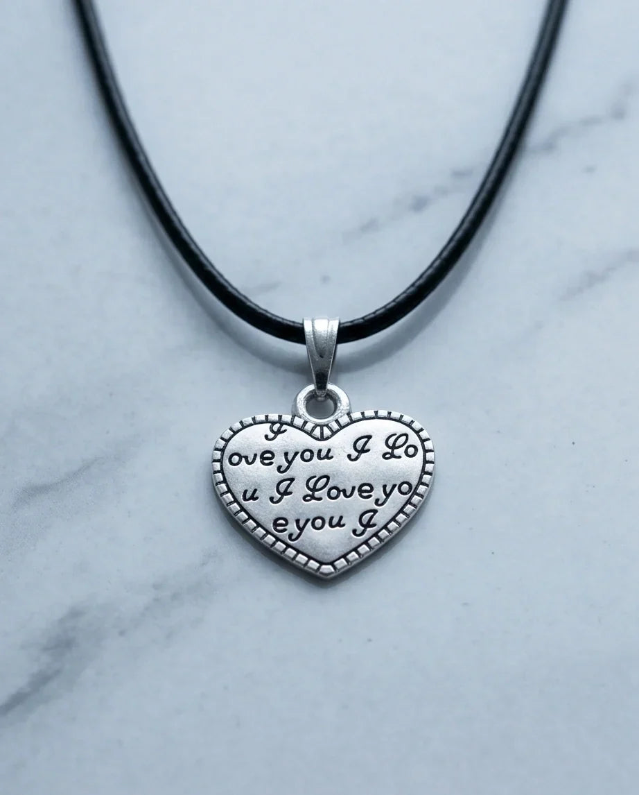 The Sweet Confession: Engraved Heart "I Love You" Pendant Necklace