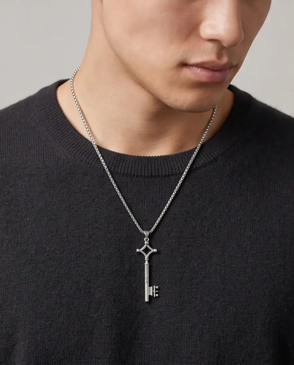 Attack on Titan Basement Key Pendant Silver Box Chain Necklace
