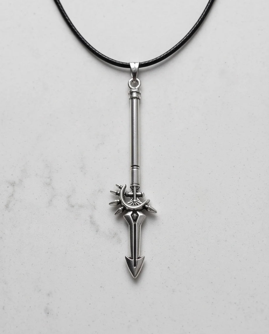 Spiked Crescent Spearhead Pendant Necklace