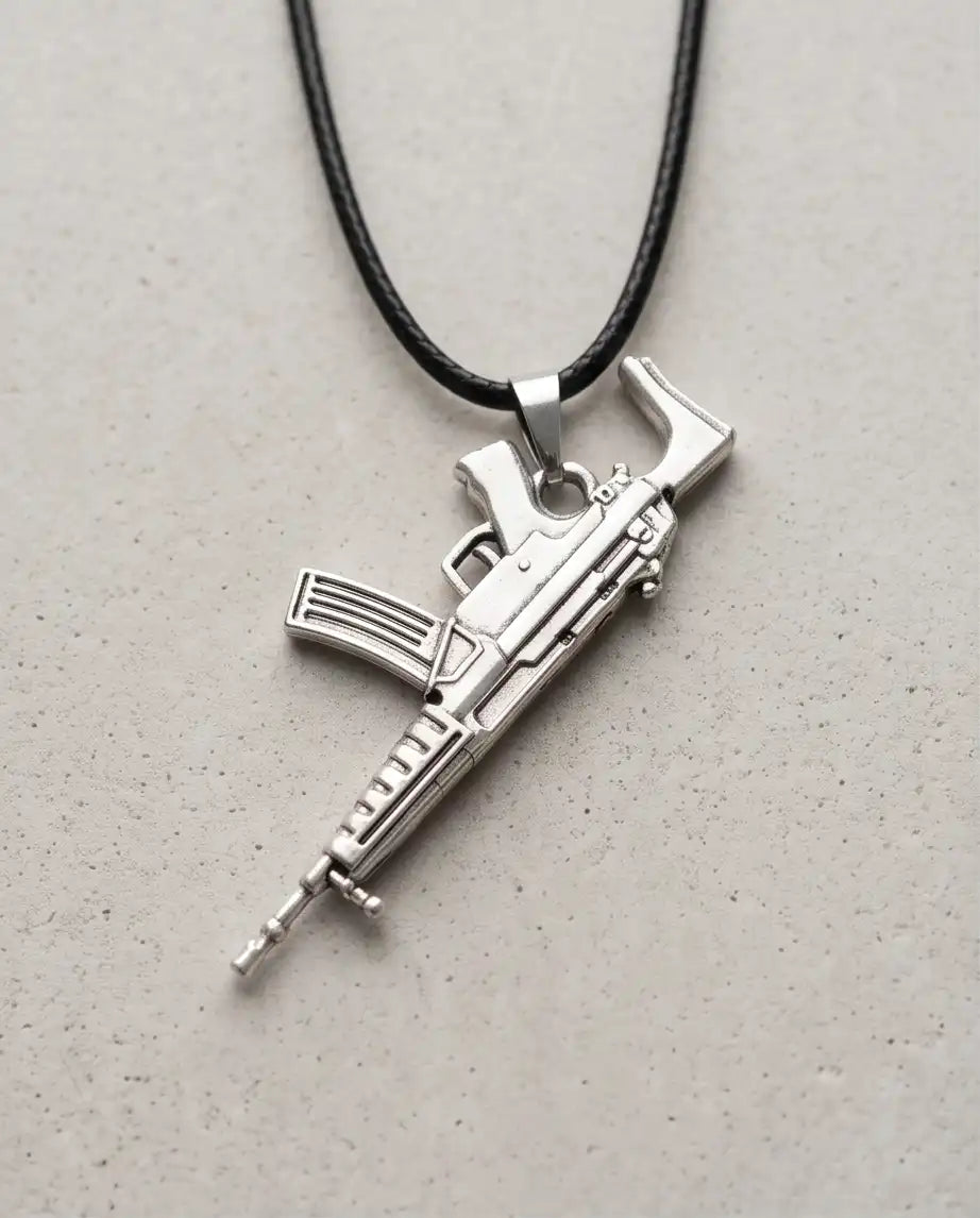 Modern Assault Rifle Weapon Pendant Box Chain