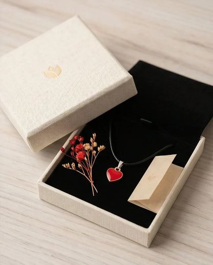 Gold and Red Classic Heart Necklace
