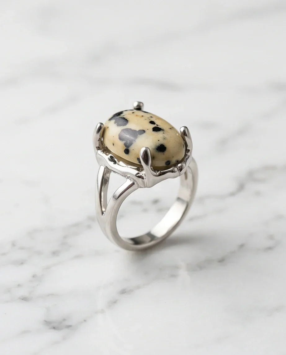 Wild Splendor Dalmatian Jasper Ring