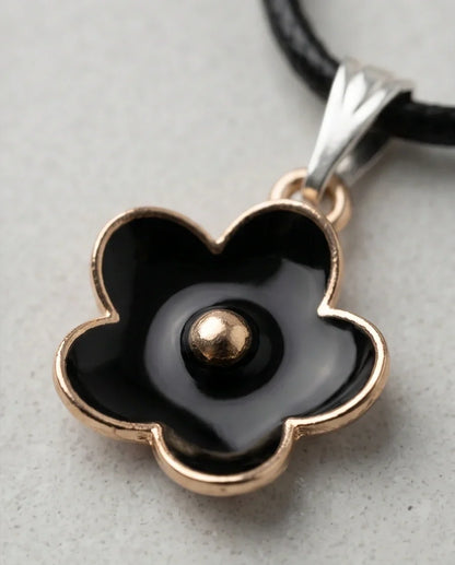 Gold and Black Minimalist Flower Necklace