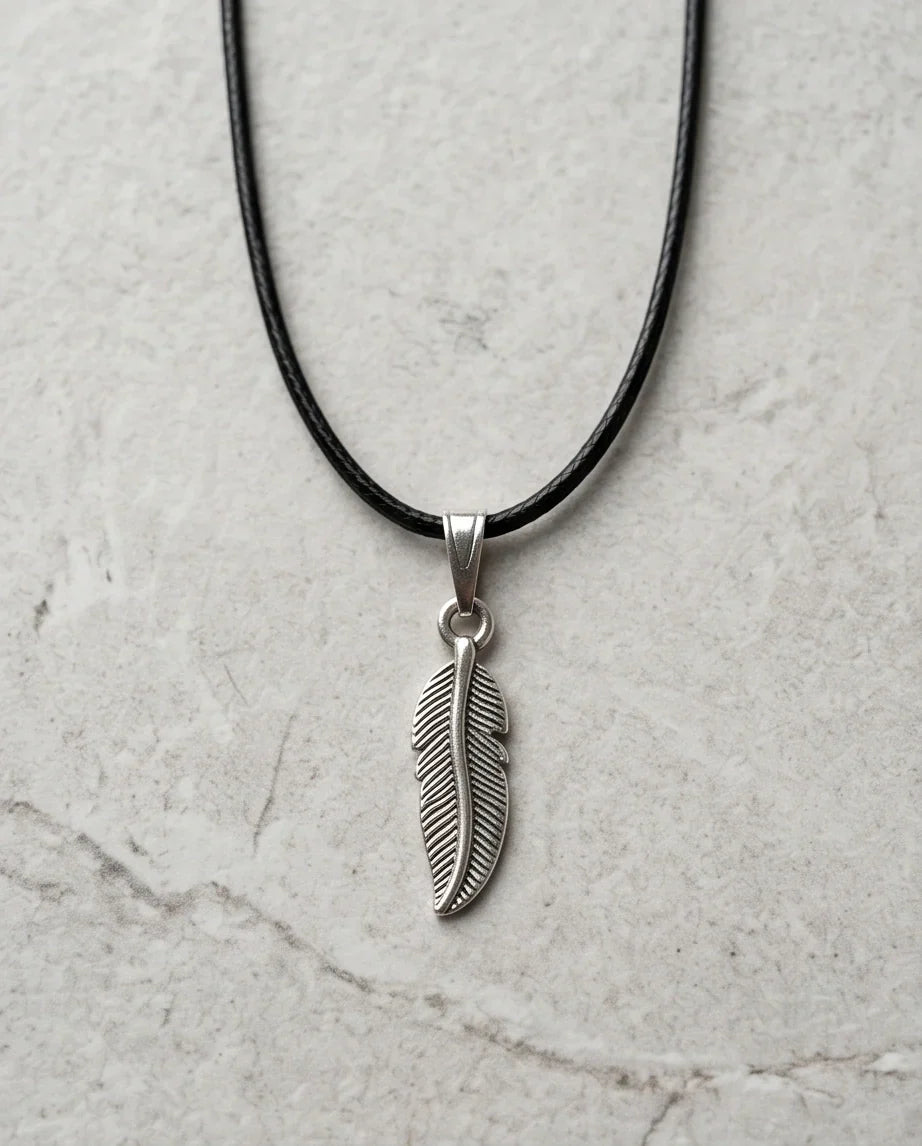 Silver Minimalist Plume Feather Necklace
