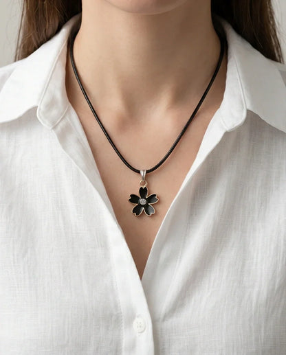 Gold and Black Cherry Blossom Necklace