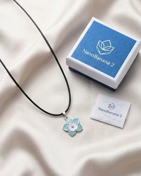 Serene Blue and White Layered Floral Enamel Pendant Necklace