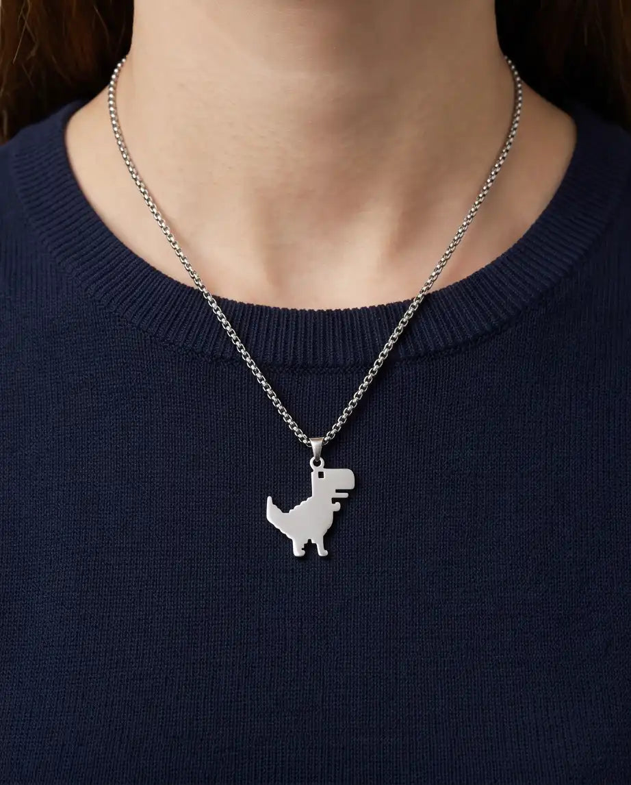 Offline T-Rex Dinosaur Game Pendant Box Chain