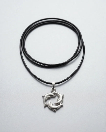 Silver Dolphin Circle Necklace