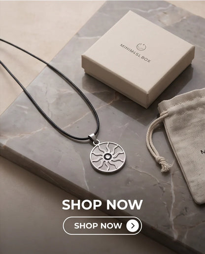 Silver Celestial Sunburst Medallion Cord Necklace
