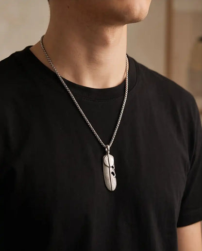 Sculpted Feather Pendant Box Chain