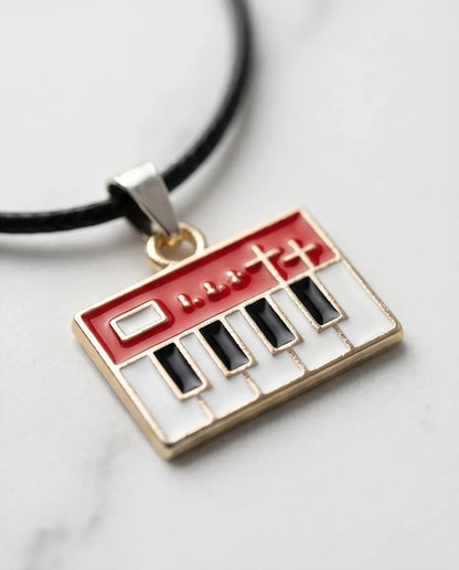 Gold and Red Synthesizer Keyboard Necklace
