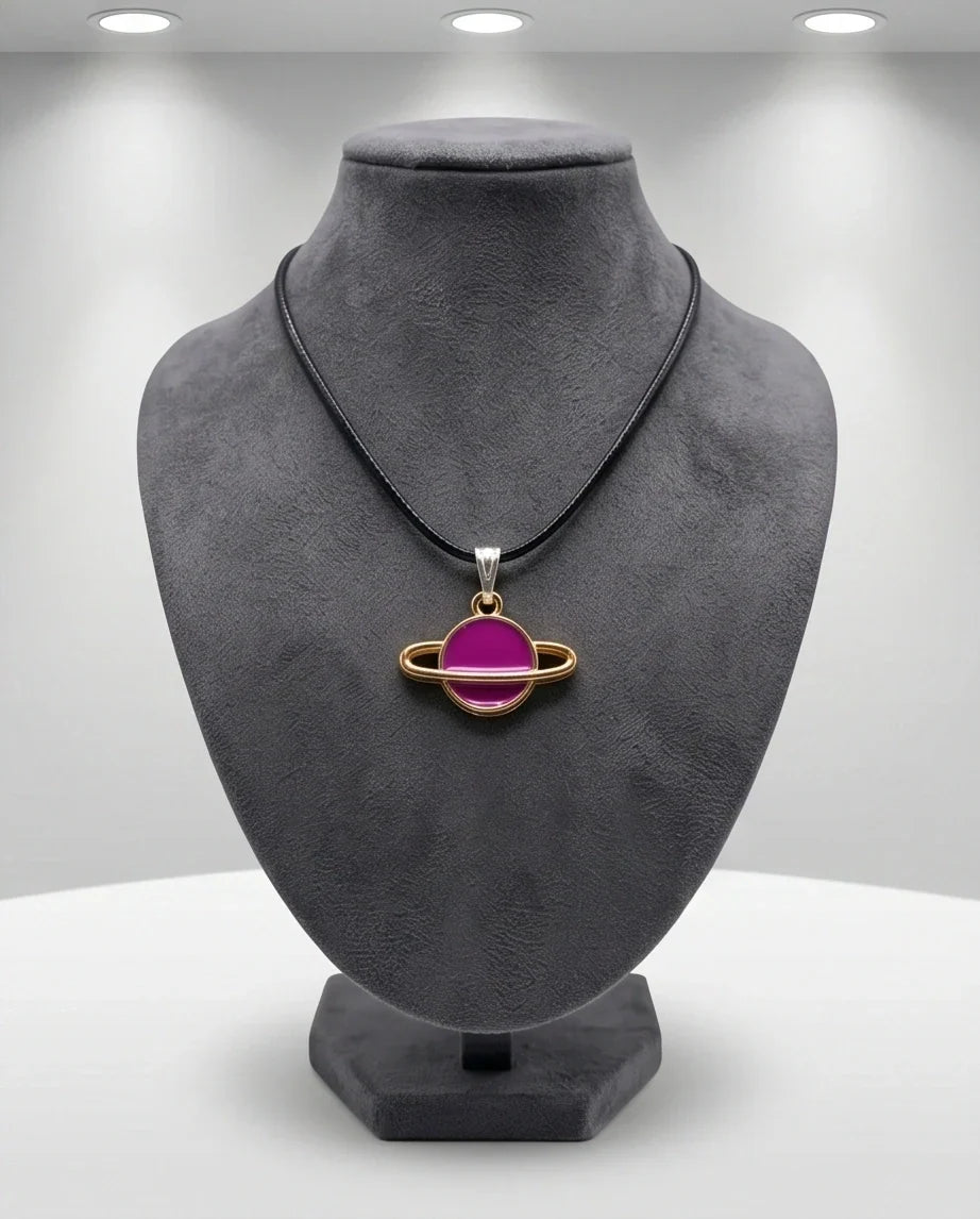 Magenta Saturn Planet Pendant