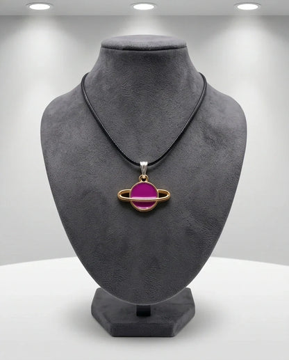 Magenta Saturn Planet Pendant