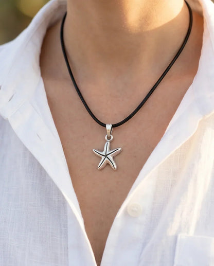 Silver Starfish Pendant Necklace