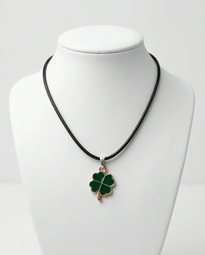 Gold and Green Four-Leaf Clover Necklace