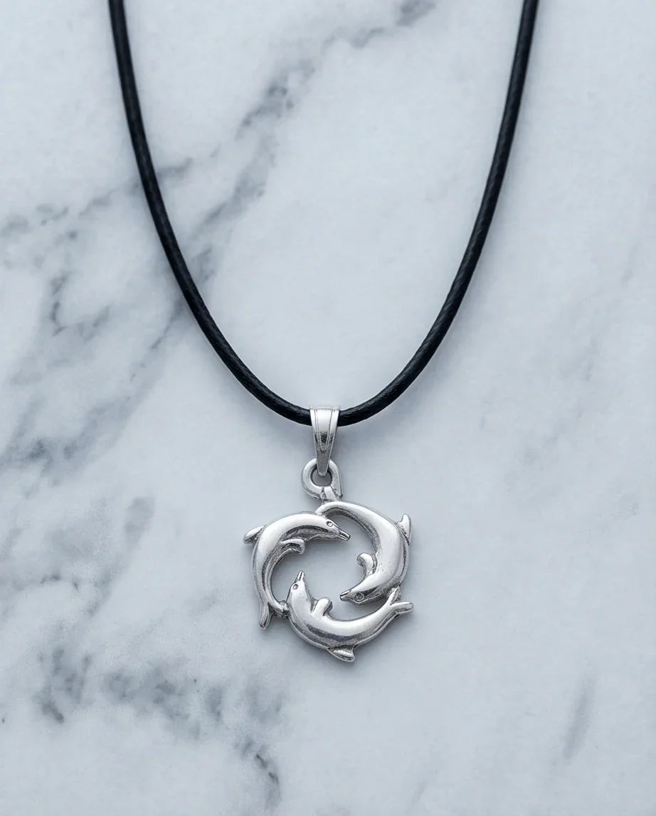 Silver Dolphin Circle Necklace