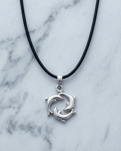 Silver Dolphin Circle Necklace