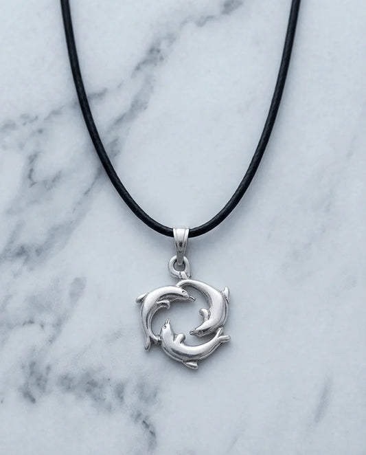 Silver Dolphin Circle Necklace