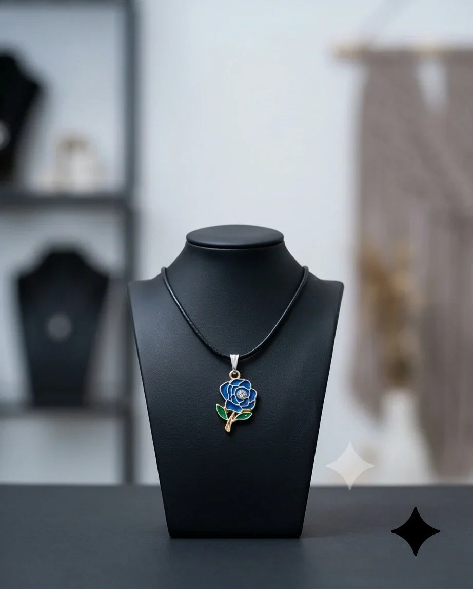 Royal Blue Enchanted Rose Pendant