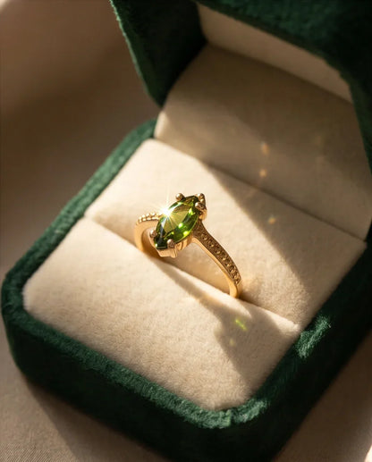 Vintage Gold Marquise Emerald Gothic Granulation Ring