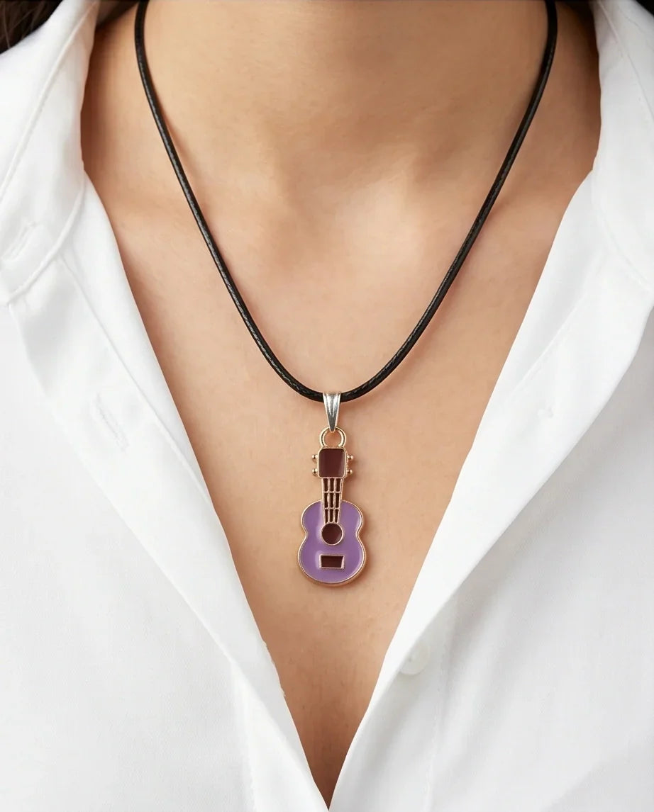 Gold and Purple Acoustic Guitar Necklace