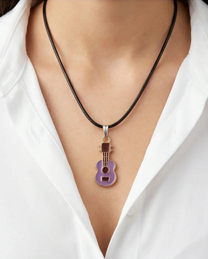 Gold and Purple Acoustic Guitar Necklace