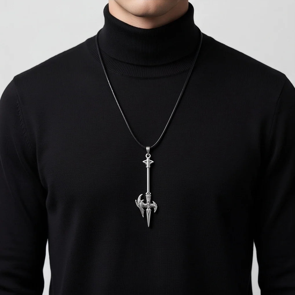 Winged Halberd Spear Necklace