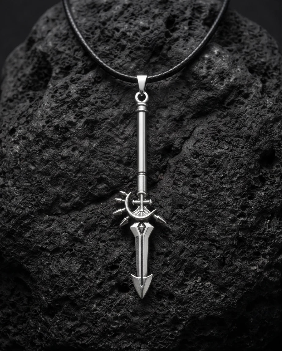 Spiked Crescent Spearhead Pendant Necklace