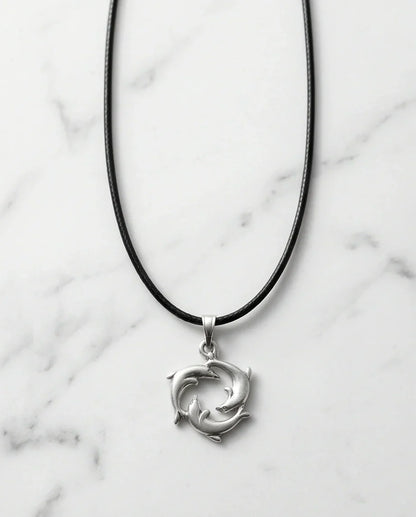 Silver Dolphin Circle Necklace