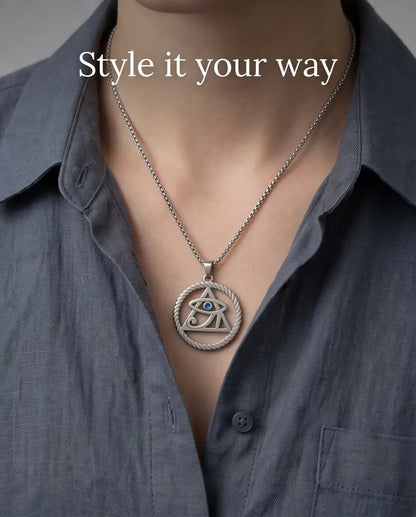 Mystic Eye Pyramid Rope Ring Pendant Box Chain