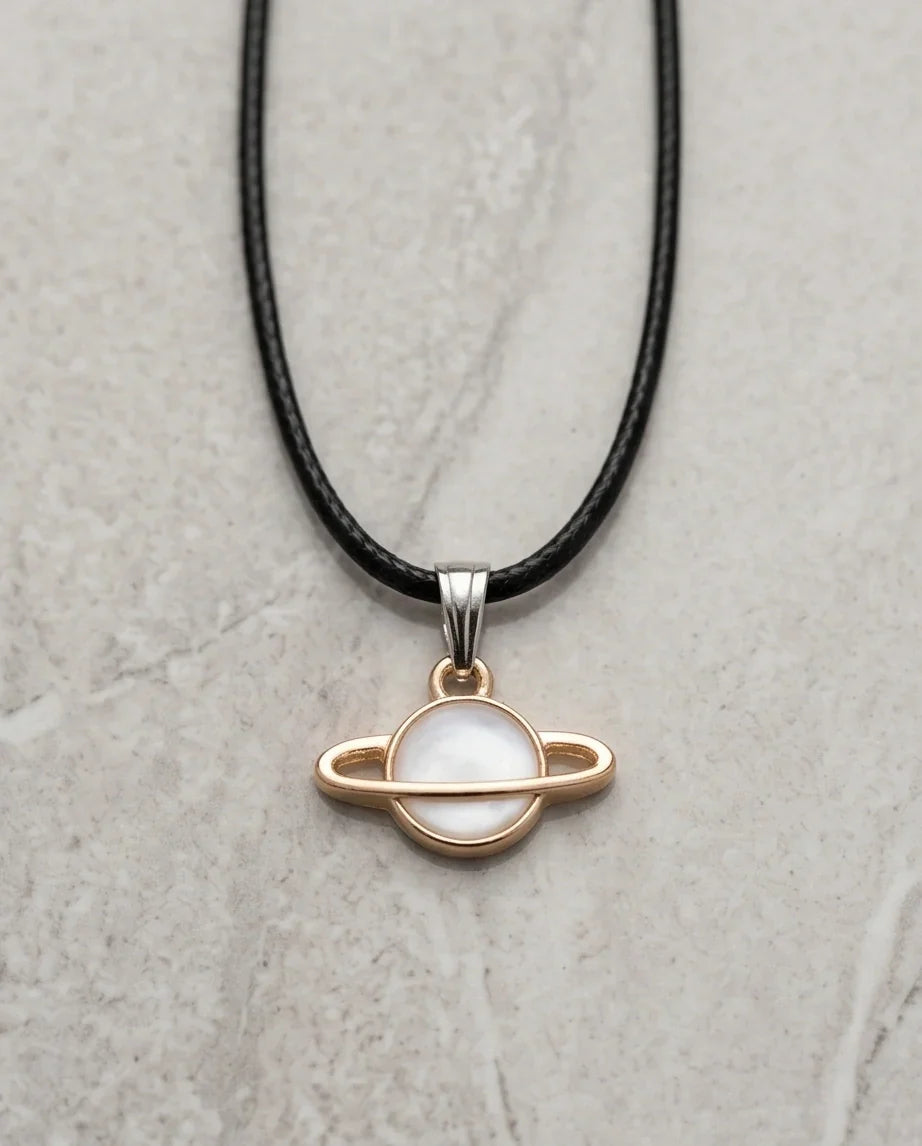Gold and White Bow Ribbon Necklace