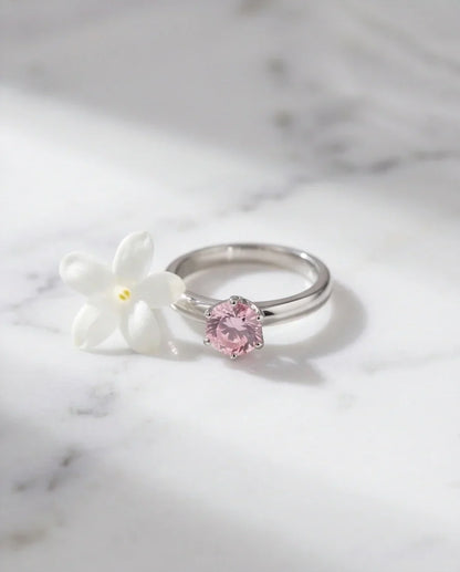 Sterling Silver Classic Round-Cut Pink Sapphire Solitaire Ring