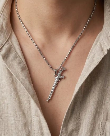 Tactical Pump-Action Shotgun Weapon Pendant Box Chain