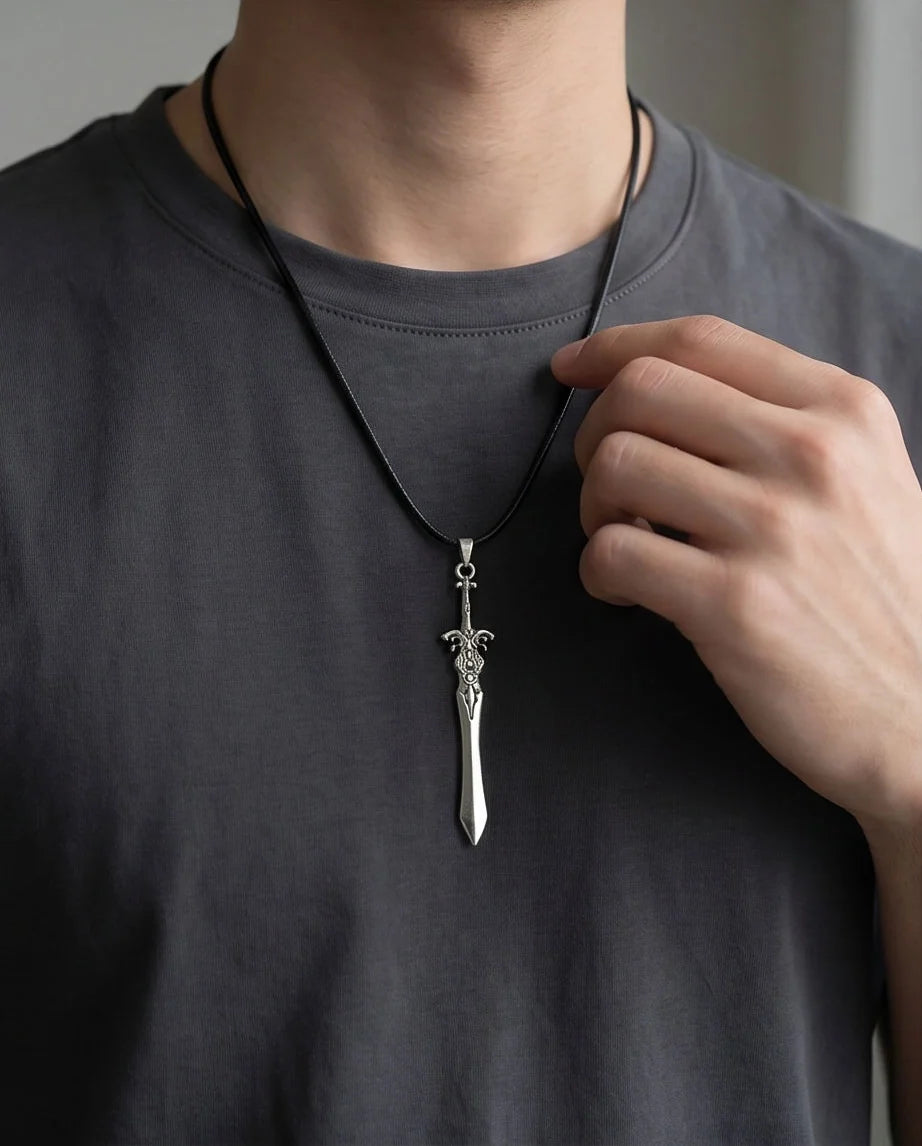 Vintage Silver Sword Pendant Necklace