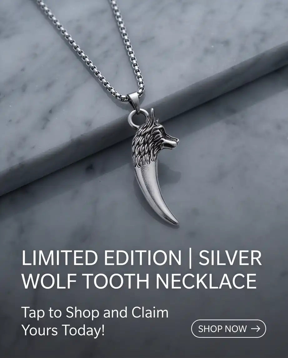 Silver Wolf Tooth Pendant Box Chain
